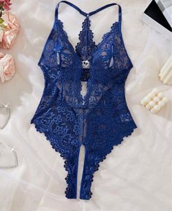 Blue lace bodysuit/lingerie