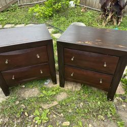 Two Wood Nightstands 