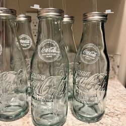 Glass Coca Cola tumbler / drinkware with straw