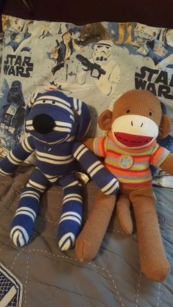 Sock monkey and friend new
