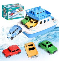 Fun little toys Bath Boat Toys with car and Squirt Water Toys for Kids Pool Summer Play