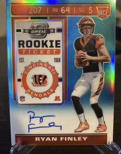 2019 Contenders Optic Ryan Finley Rookie Ticket Auto Teal /149