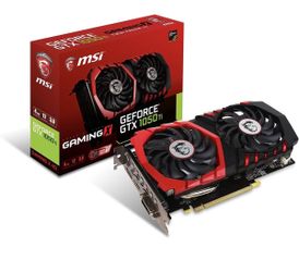 MSI GeForce GTX 1050 Ti GAMING X 4G graphics card, which features a black and red dual-fan Twin Frozr VI cooling system and 4GB of GDDR5 VRAM