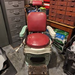 1920s Theo A. Kochs Chicago Barber Chair with Headrest