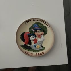 Disneys 50th Anniversary Numbered Collectors Plate. Small , Big Bad Wolf