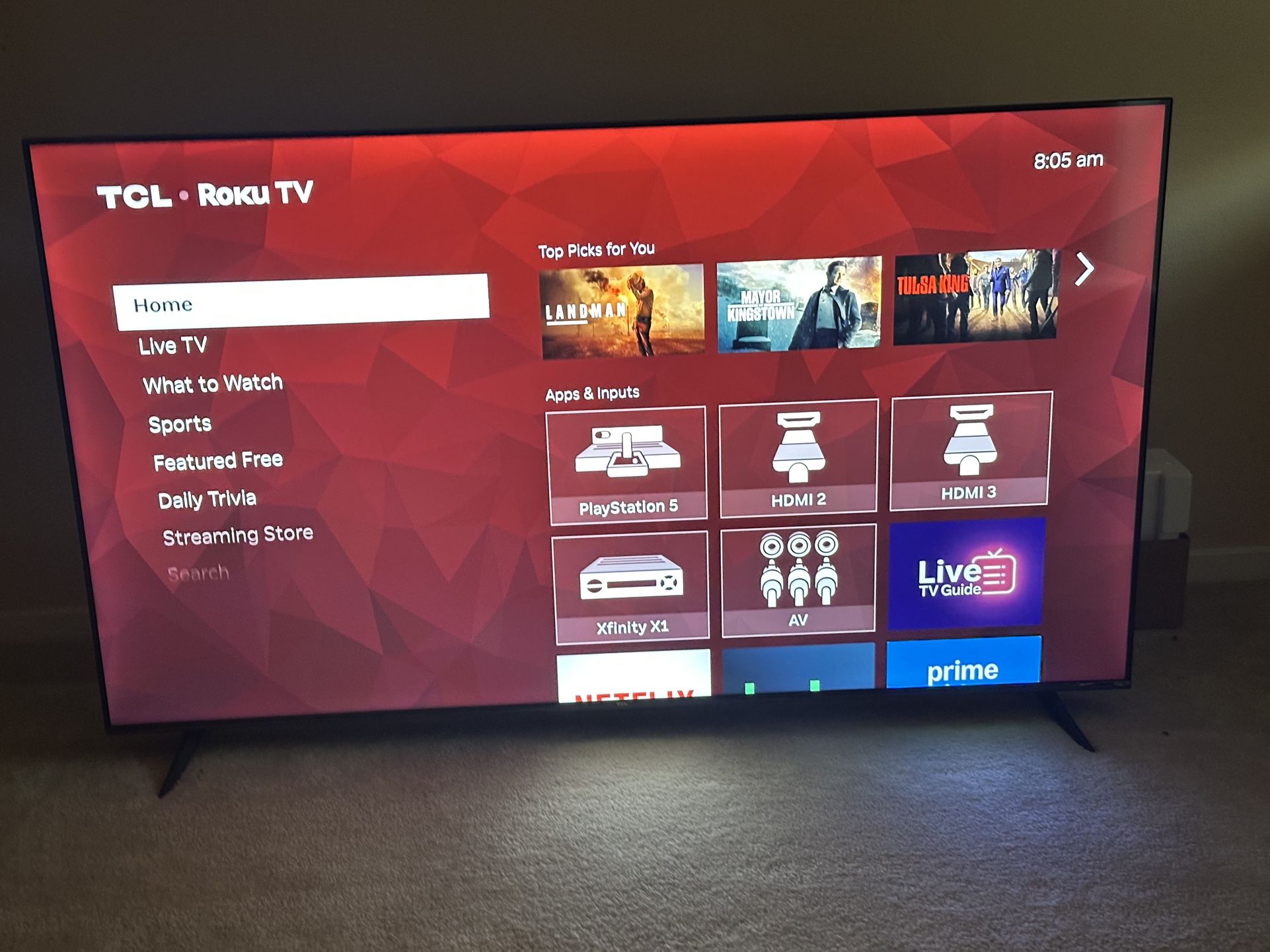 Tcl 65 Inches 4k hdmi TV