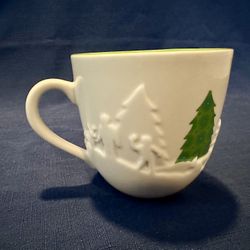 Starbucks Tree Sled Snowman Christmas Embossed 3D Mug 2006 Holiday Coffee