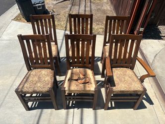 6 antique oak chairs