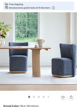 ❤️🔥 Set of 2, Spruce & Spring Modern Upholstered Wingback Dining Chair with Hidden Casters and Wooden Base,