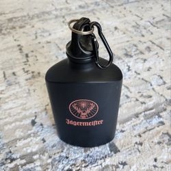Jagermeister orange and black aluminum canteen and carabiner 