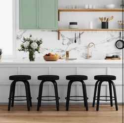 Set of 4 Black 26” Swivel Counter Height Bar Stools – Kitchen Island Chairs