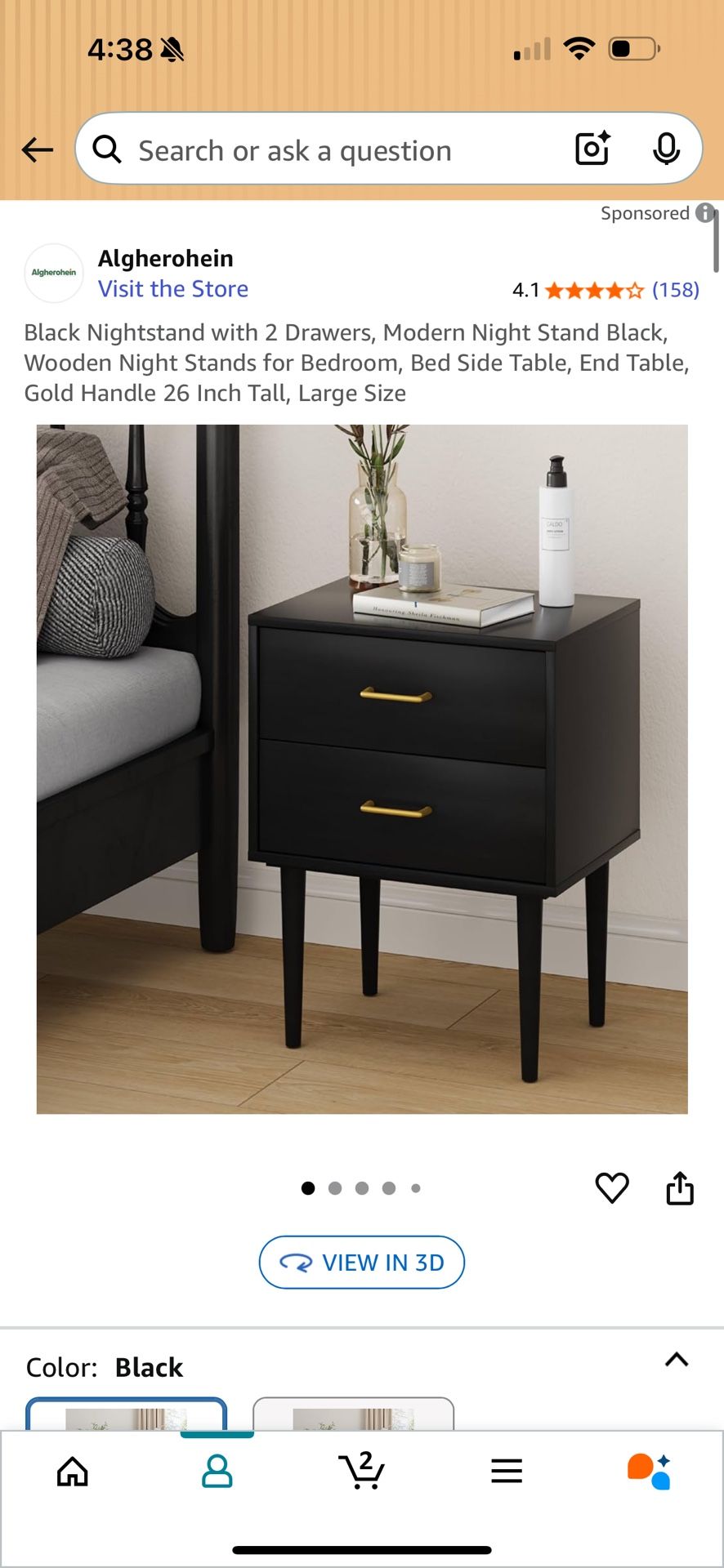 2 Black Nightstands