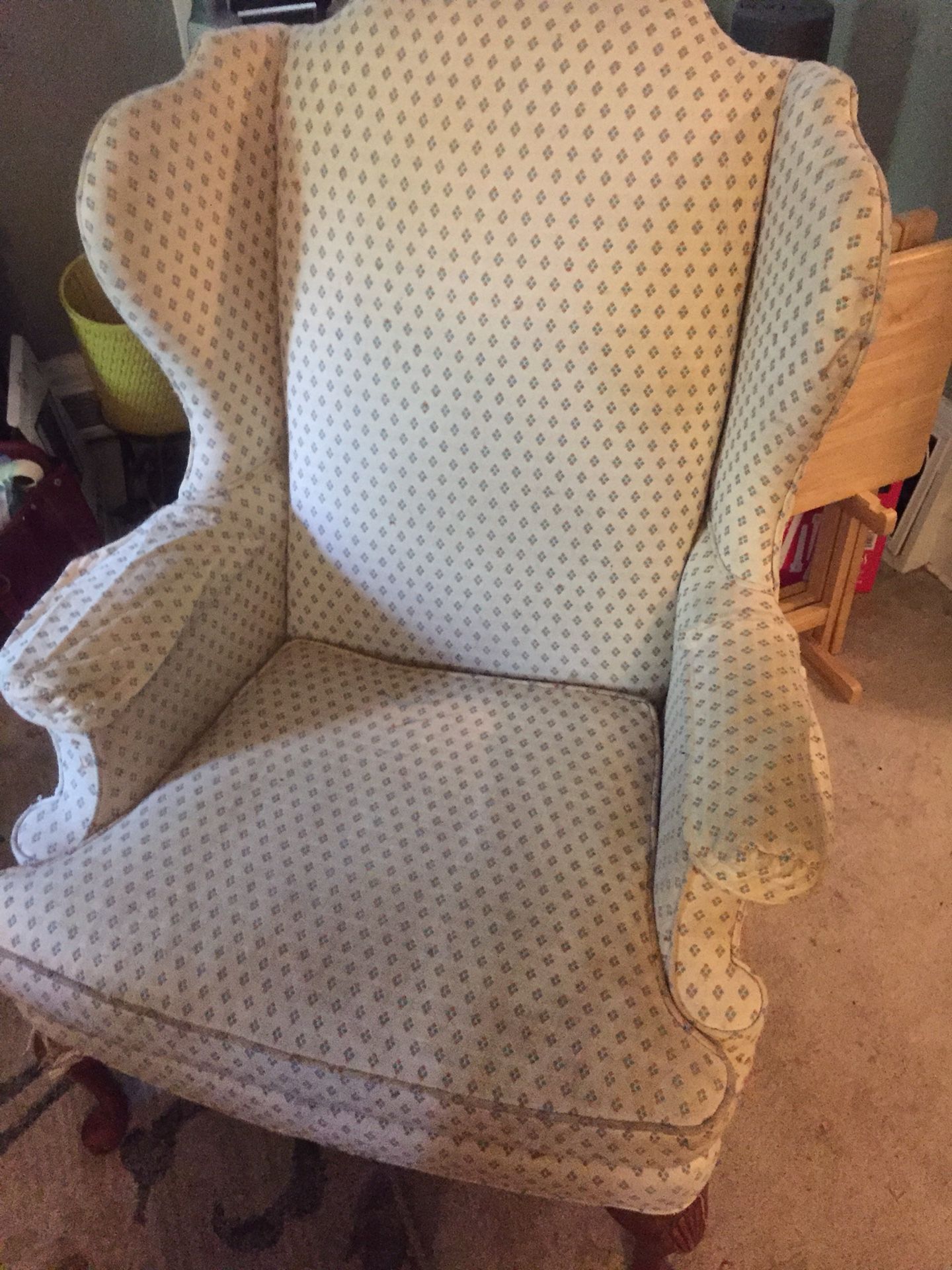 Wingback chair and ottoman
