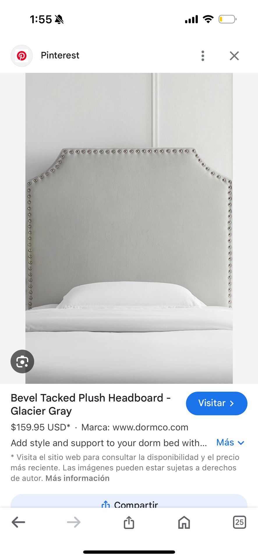 Bevel Tacked Gray Headboard 