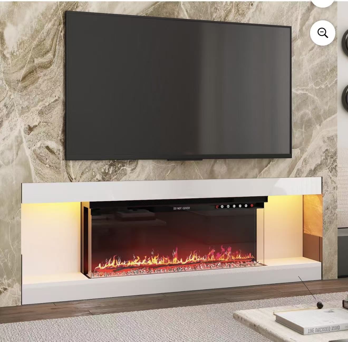 White Electric Fireplace TV Stand – Fits TVs up to 80”