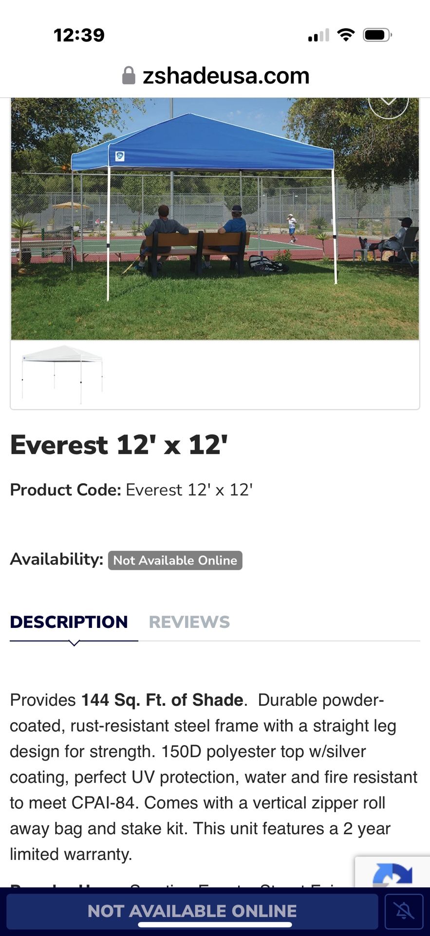 Everest 12x12 Canopy Blue