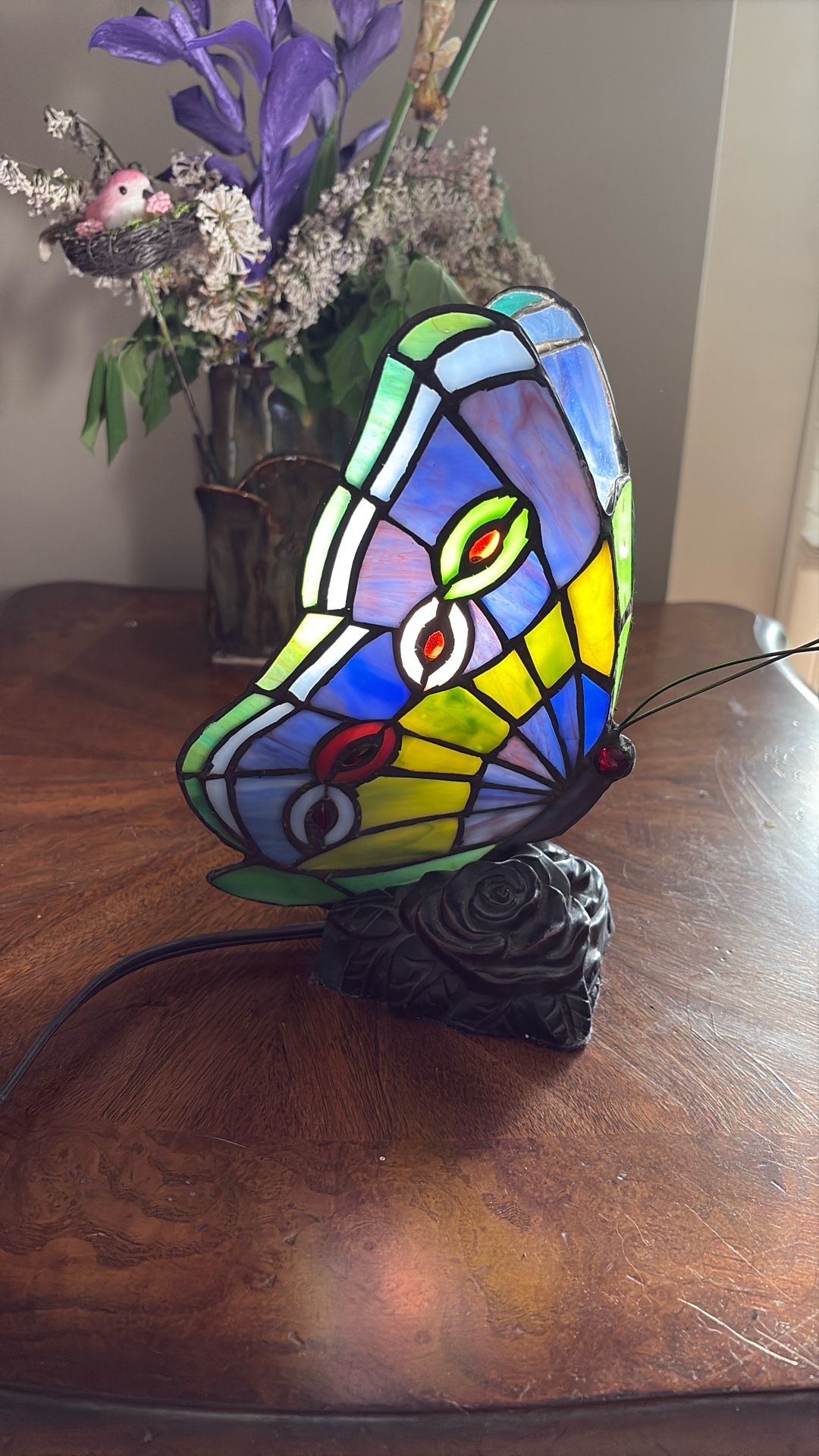 Tiffany Style Stained Glass Butterfly Lamp