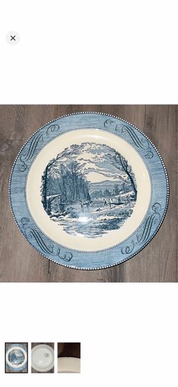 Currier & Ives Royal "Winter In The Country" "Getting Ice" Large Plate. Small chip on bottom see pic