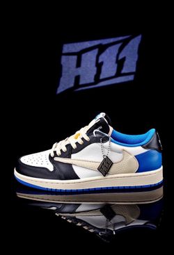 Size 10.5 - Jordan 1 Retro x Fragment Design x Travis Scott Low Blue