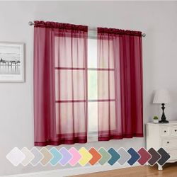 Simplebrand Burgundy Sheer Curtains 54 Inch Length 2 Panels for Bedroom
Light Filtering, Rod Pocket, Lightweight, Solid Color, Voile Curtains Panels,