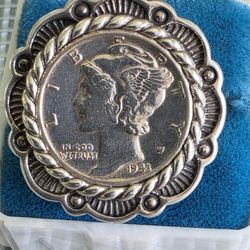 Sterling Silver With 1943 Dime Size 7