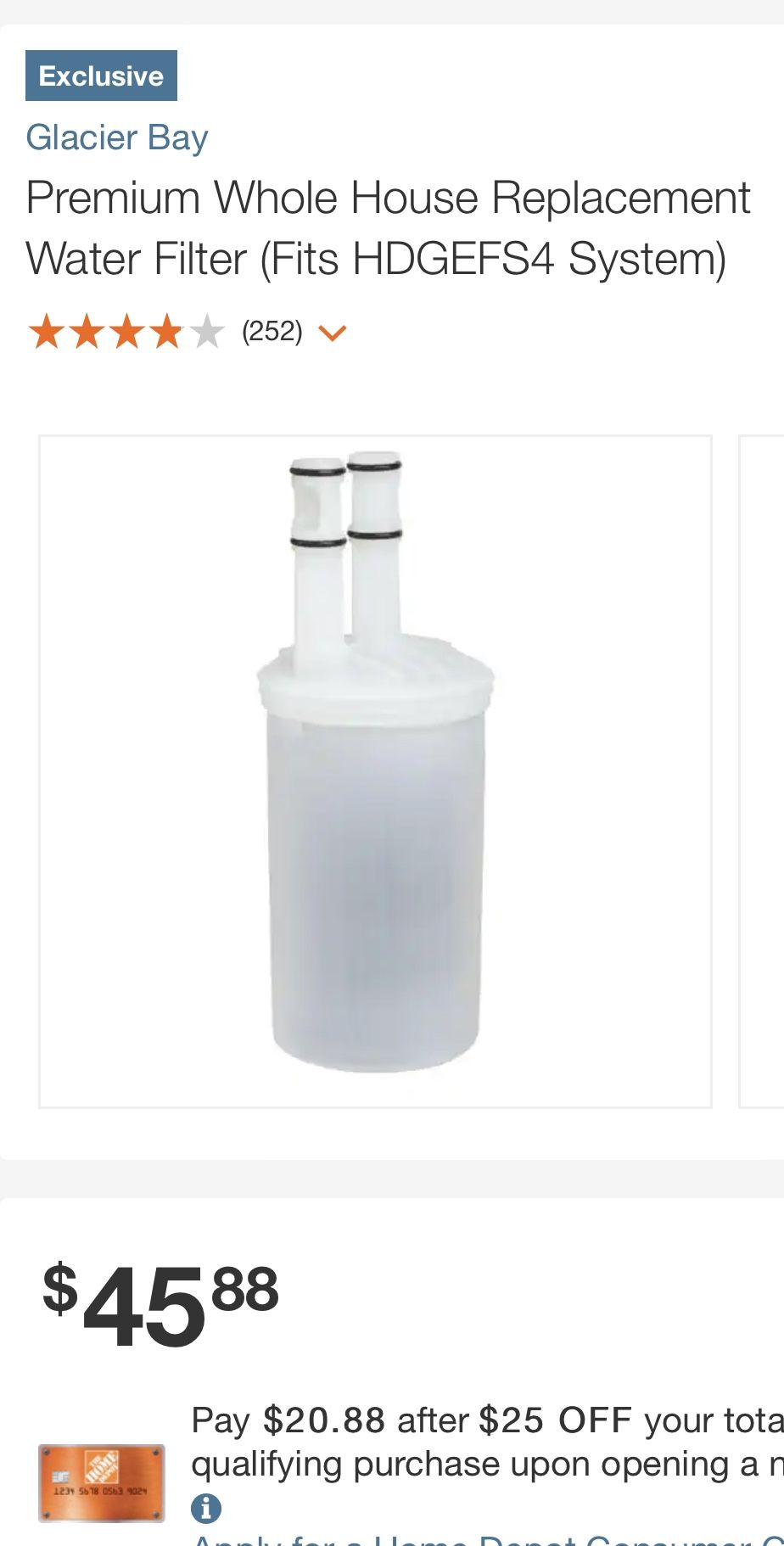 Glacier Bay Premium Whole House Replacement Water Filter (Fits HDGEFF4 System)