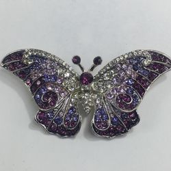 BEAUTIFUL BUTTERFLY PURPLE RHINESTONE BROOCH 