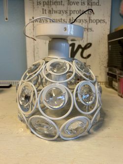 White Metal Crystal Globe Pendant Light