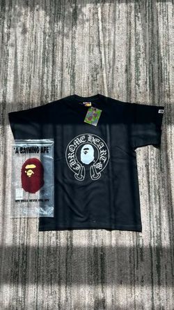 Bape Black Tee with White Chrome-Hearts Style Logo