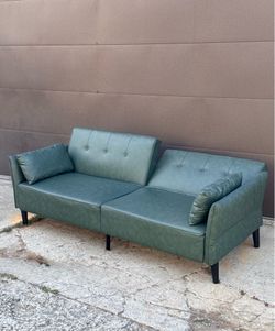 Mid Century Modern Green Sleeper Sofa Fold Down Couch 80”