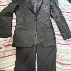 Needle & Stitch Black Paisley Tuxedo Suit – 30R – Jacket & Pants Set