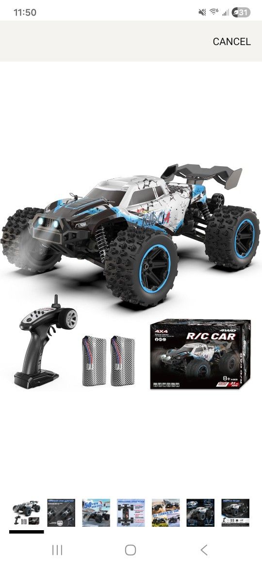 Scientoy 1/14 RC Cars Fast 50 KPH 4WD Offroad RC Truck with 60 Mins Runtime All Terrain High Speed Remote Control Car with 2 Rechargeable Batteries