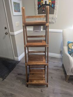 4-Tier Ladder Bookshelf Storage Organizer, Tall Bookcase