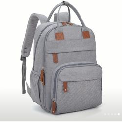 New Gray Mommy Backpack/Carry Diaper Bag