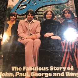 Vintage Hardcover Book with book cover. “The Beatles” The Fabulous Story of John, Paul, George and Ringo. Pages 92. Size 12 inches long and 9 inche