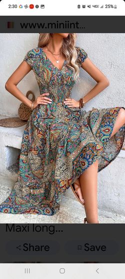 Boho Paisley Print Maxi Dress