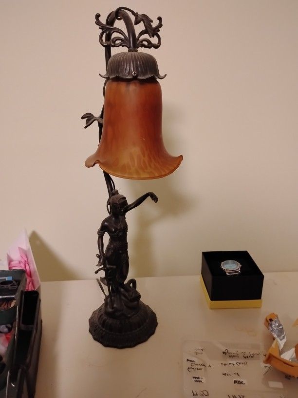 Lady Justice Bronze Tiffany Lamp