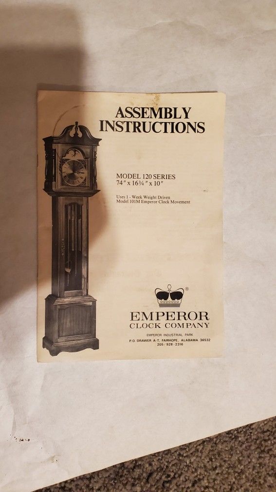 Turret Clock Weight Driven Clock Movement Grandfather Clock Kit Walnut  Emperor Clock Company 1980s