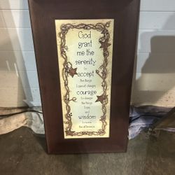 Serenity Prayer framed plaque picture 25.5”T 13.5”L decorative wall art hanging