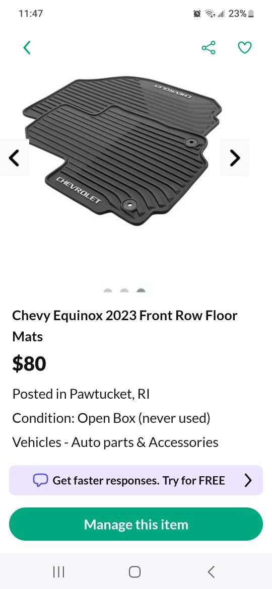 Chevy Front Row Floor Mats