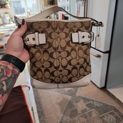 Authentic Coach Purse With White Accents