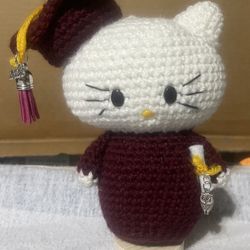 Maroon Hello Kitty Graduation Handmade