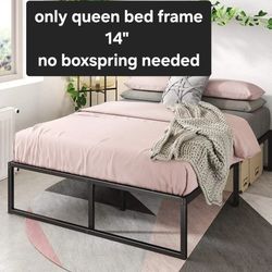 Queen bed frame  14" No Boxspring needed