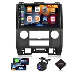 [2+64GB] Car Radio for Ford Escape Kuga Mazda Tribute 2007-2012, 9 inches Android 13 Touch Screen Stereo, Carplay/Android Auto/Hi-Fi/1080P/Bluetooth +