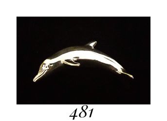 2.8" x 1.5" 3-D Sterling Silver Jumping Dolphin Pin, Brooch Pendant, signed