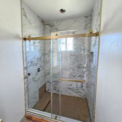 60×76” Glass Shower Door, 10mm Thick Tempered Glass, with Easy-Clean Water-Repellent Coating