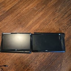 2 AOC Monitors & Desk Mount 