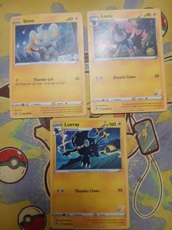 Shinx, Luxio, Luxray ( Evolutions) pokémon cards.