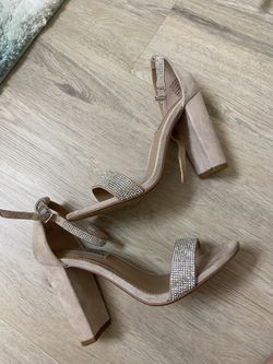 rhinestone silver and beige steve madden heels size 7