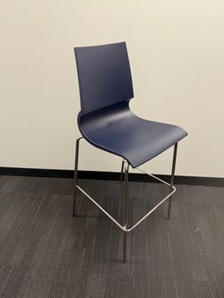 Ricciola Blue Bar Stool with Steel Base